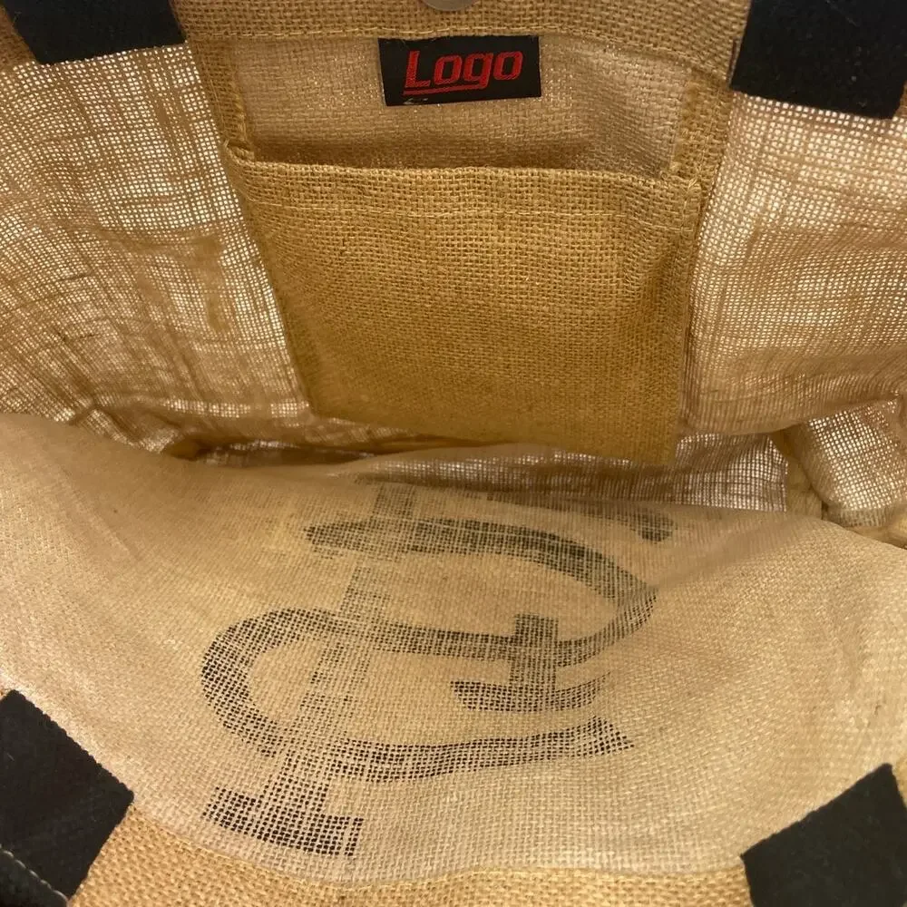 St Louis Baseball Cardinals Logo Burlap Double Handle Tote Bag Inner Pocket